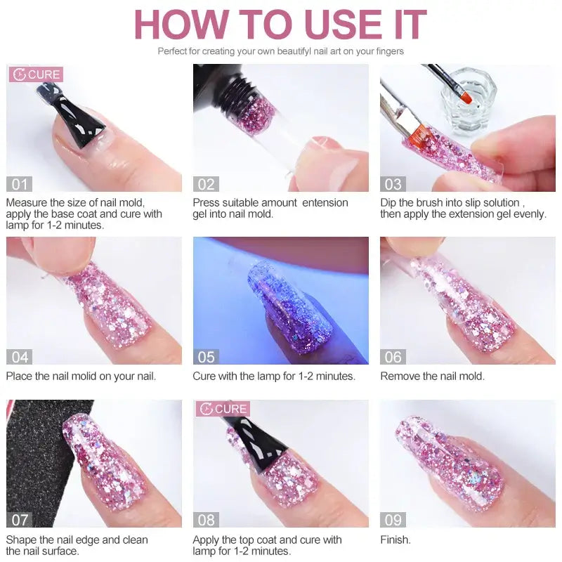 Glitter Nail Gel Extension Kit - 10 Colors NailSala