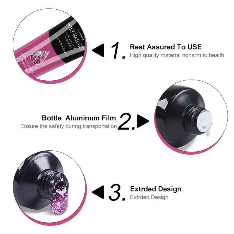 Poly Gel Nail Extension Kit - 20 Vibrant Colors - LooksCulture