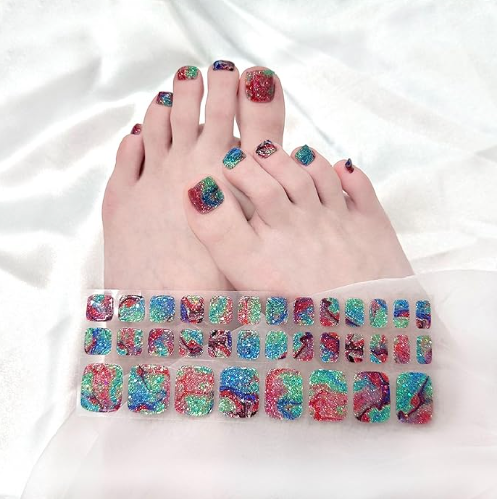 Semi Cured Gel Nail Strips 34 Pcs Glitter Collection