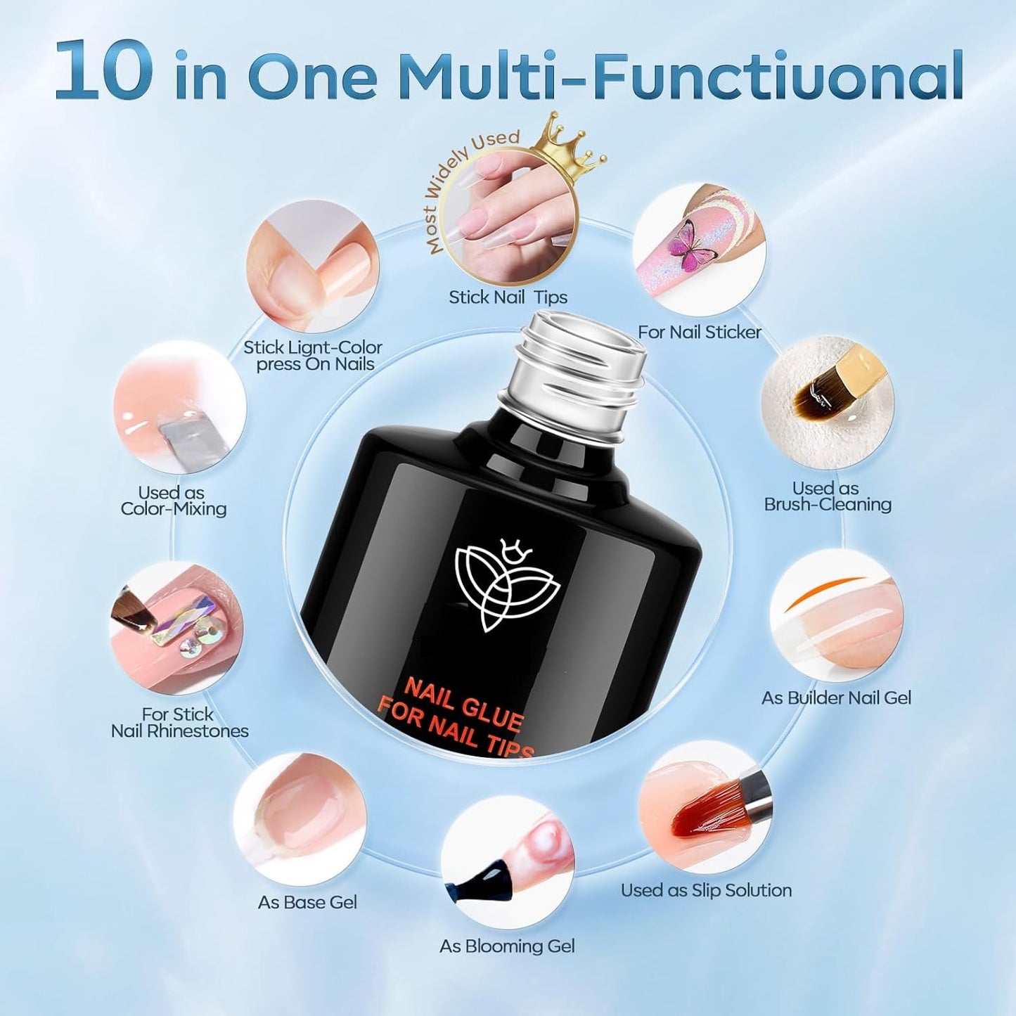 10 in One Gel Nail Glue/2Pcs