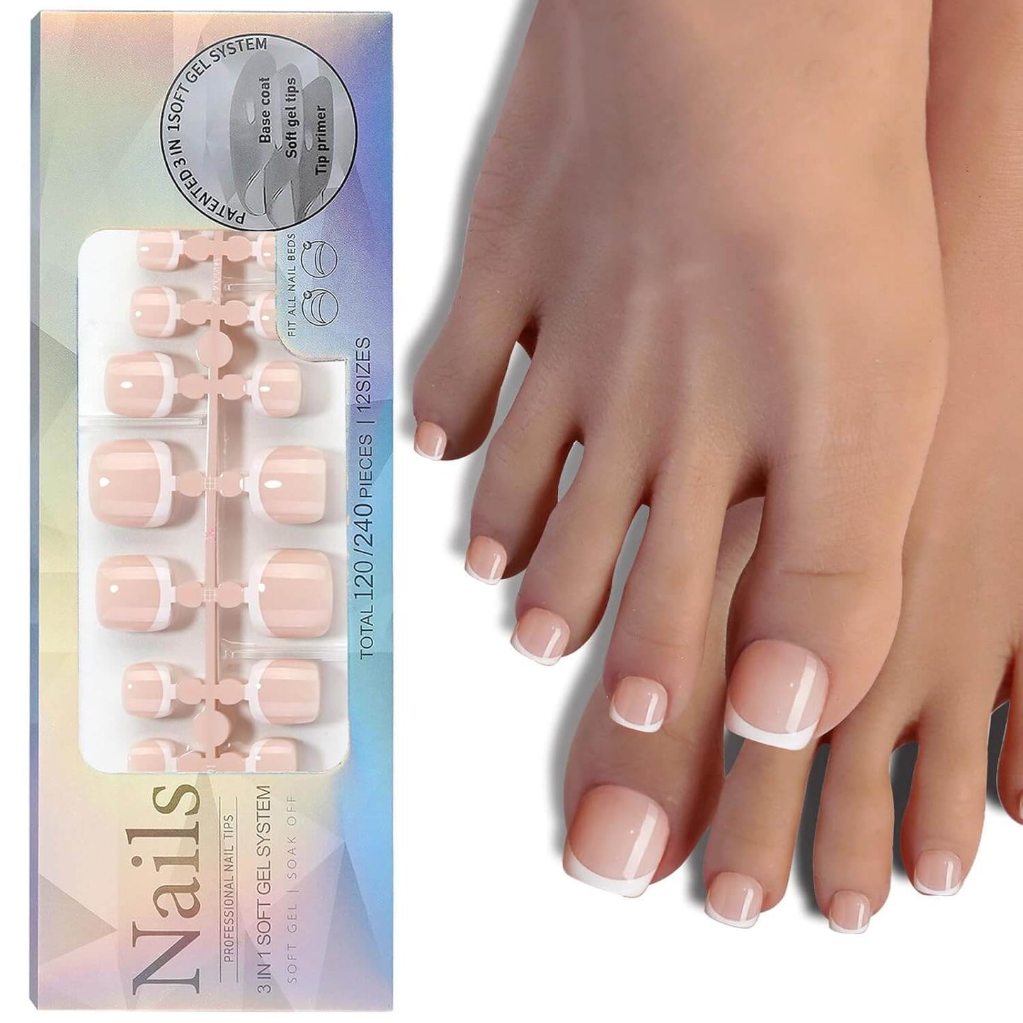 Full Cover Toe Nail Tips/120Pcs
