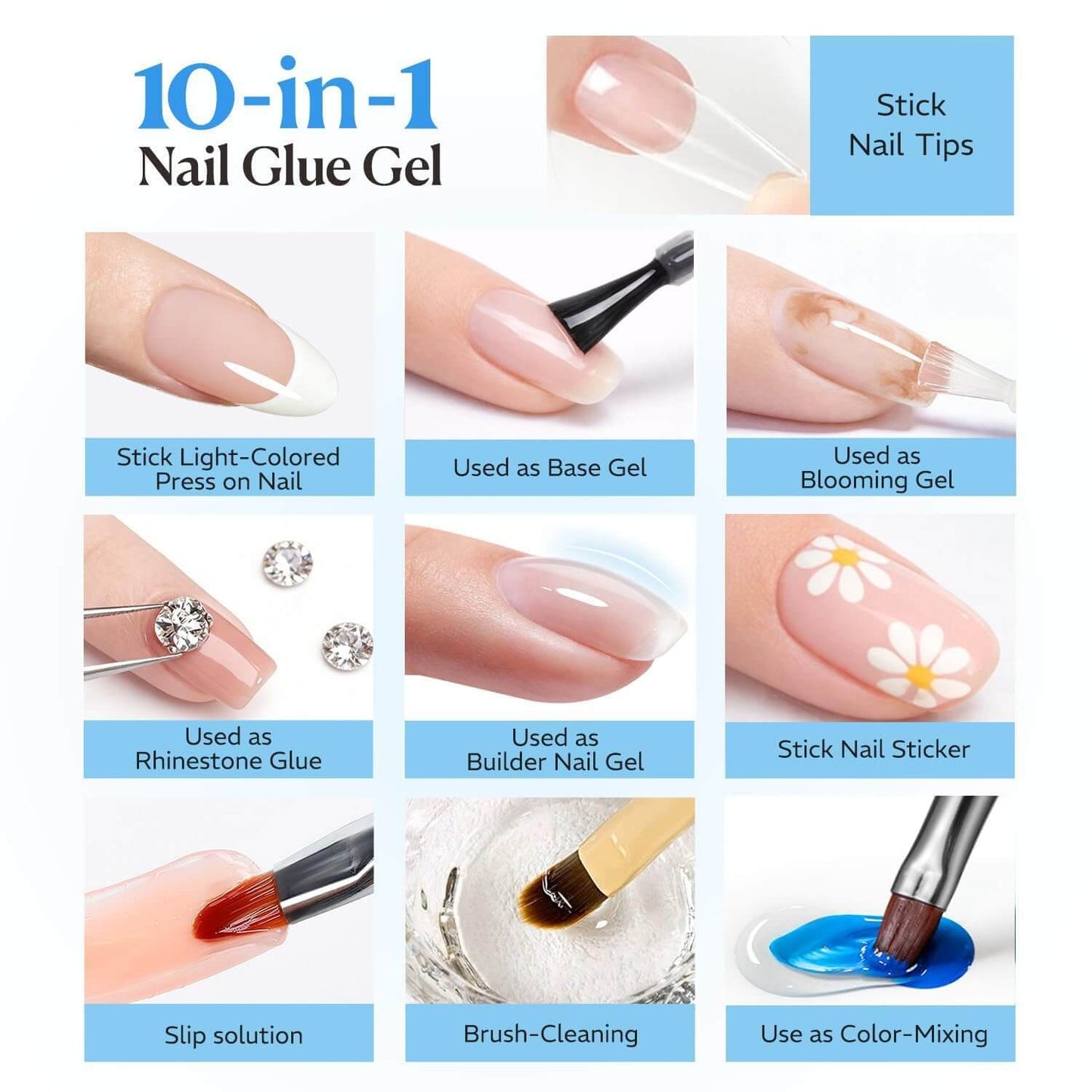10 in One Gel Nail Glue/2Pcs NailSala
