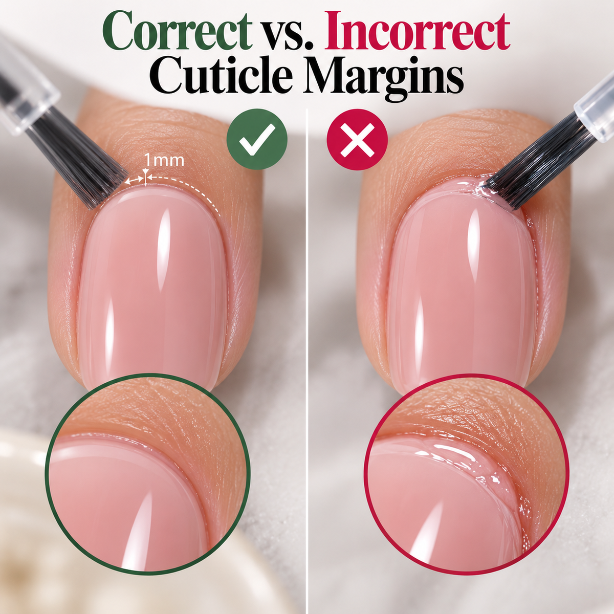 Correct vs. Incorrect Cuticle Margins