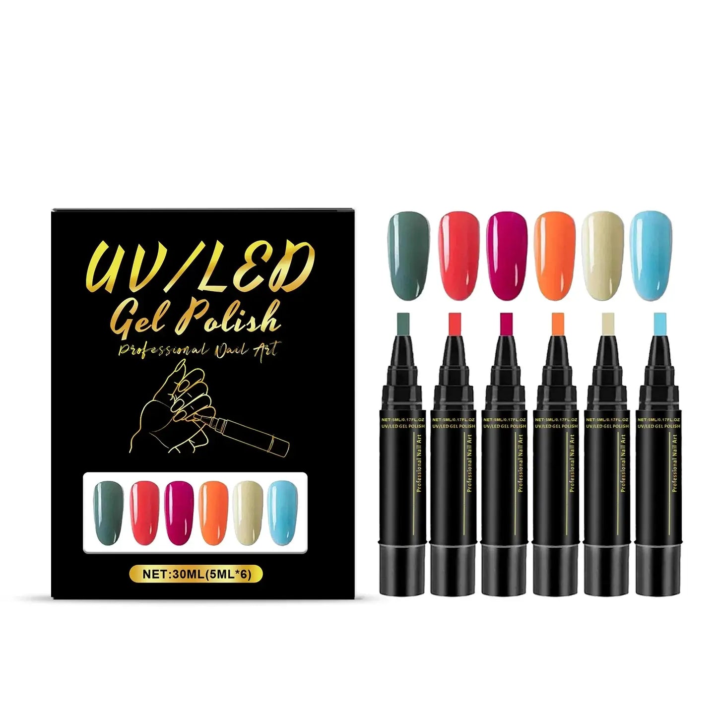 Gel Nail Polish Pen - Set 6 Colors