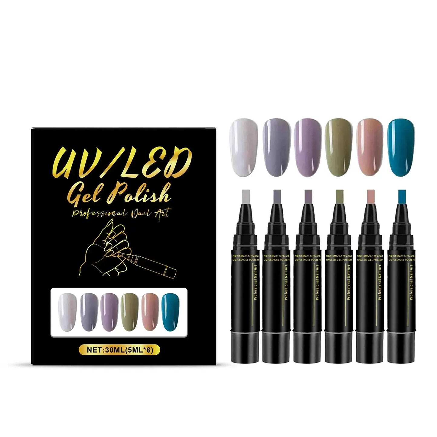 Gel Nail Polish Pen - Set 6 Colors