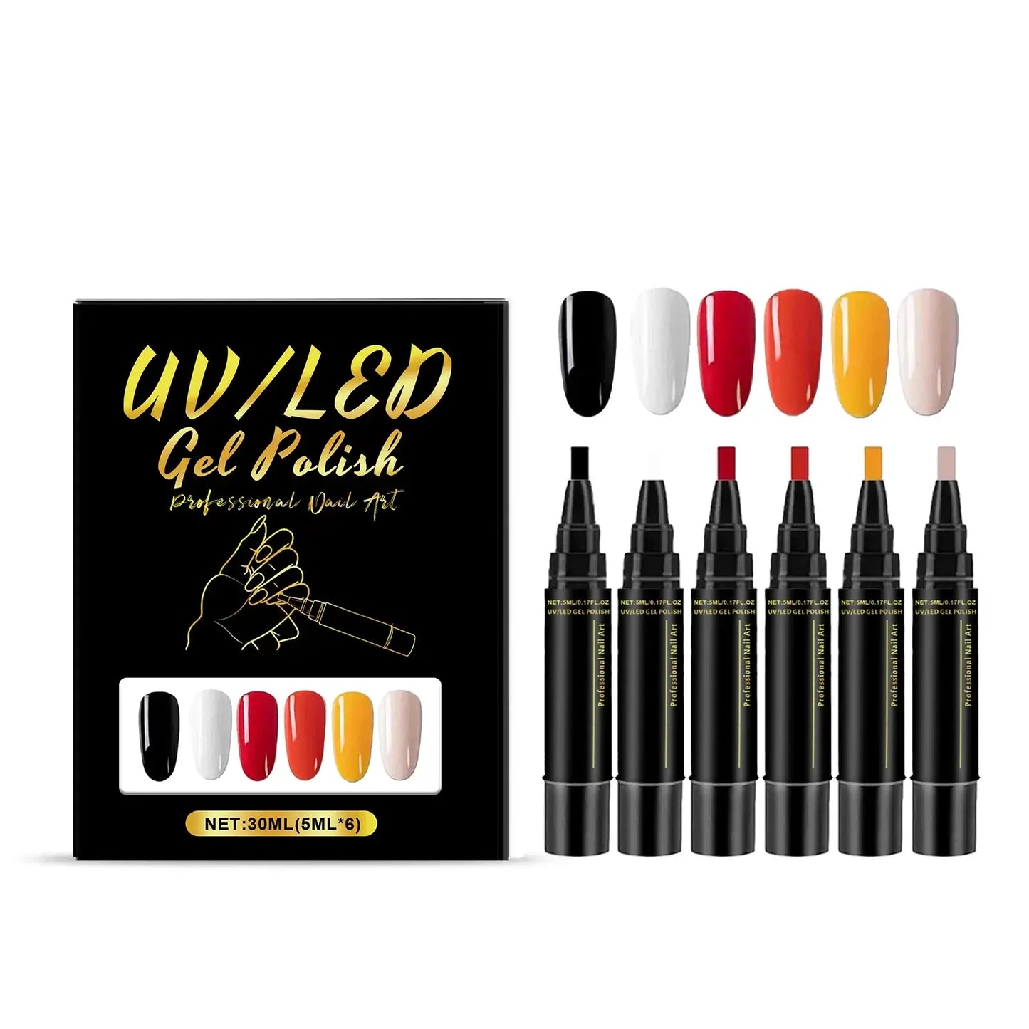Gel Nail Polish Pen - Set 6 Colors