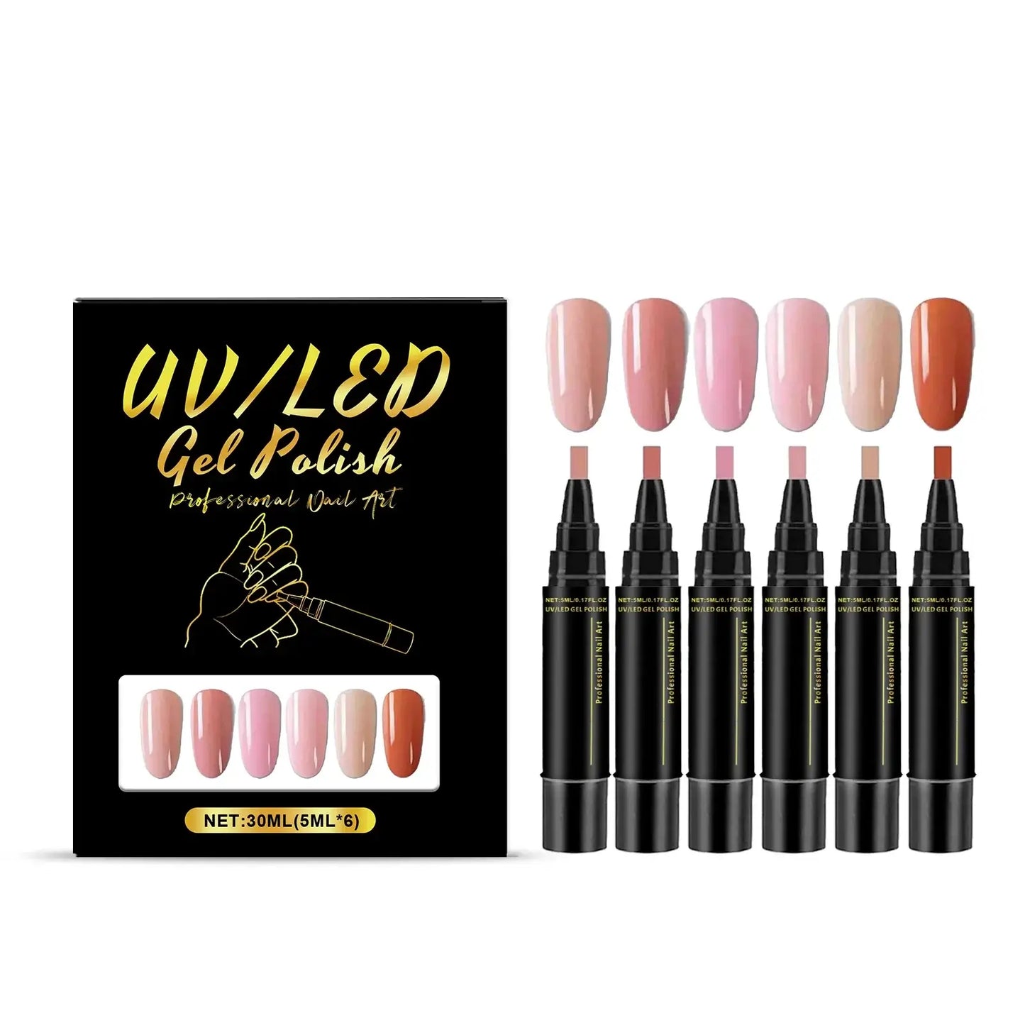 Gel Nail Polish Pen - Set 6 Colors