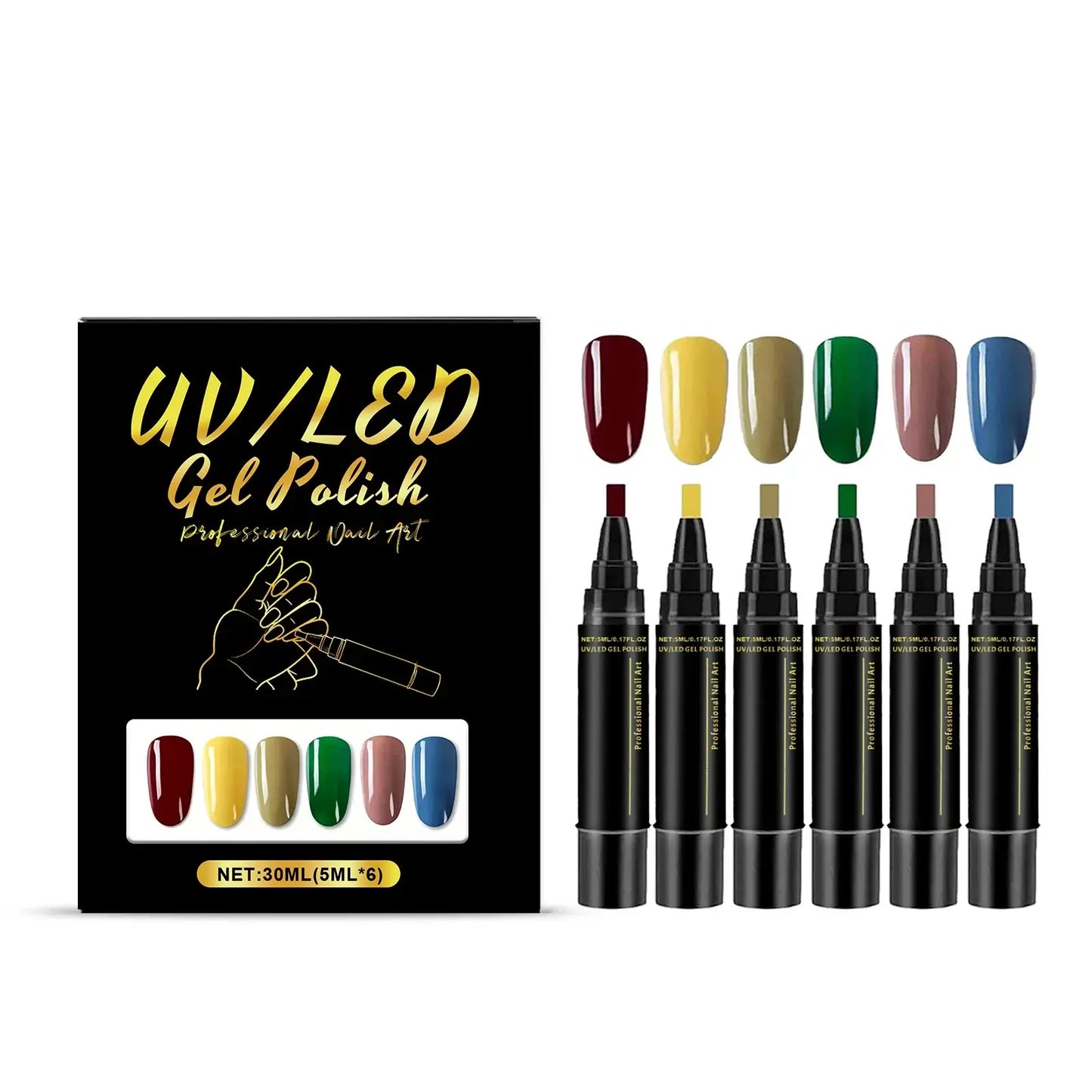 Gel Nail Polish Pen - Set 6 Colors