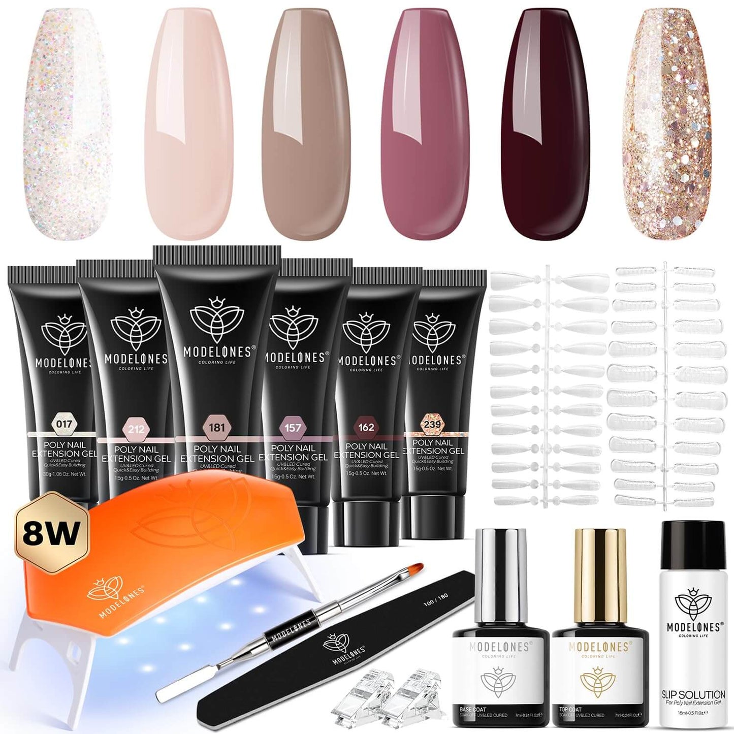 Poly Gel Nail Extension Kit – 6 Colors