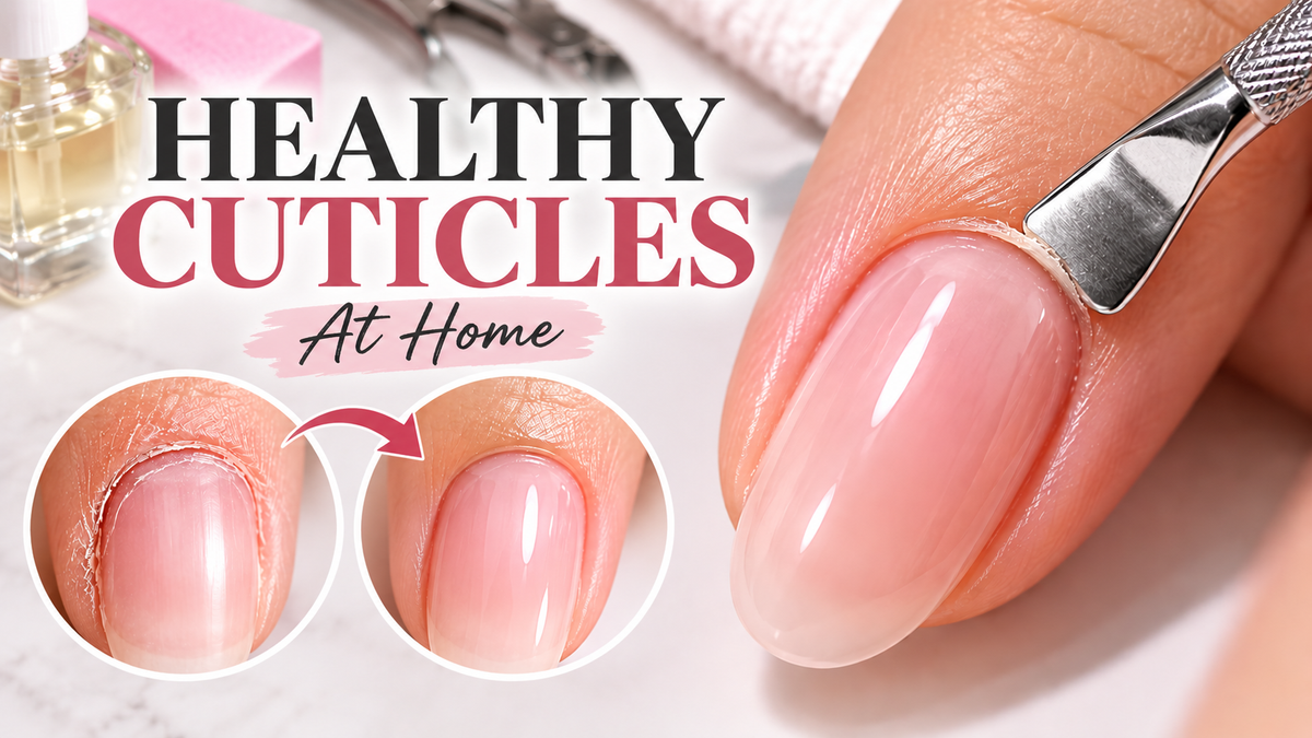 Close-up of neat, well-hydrated, and healthy cuticles during a manicure prep routine.