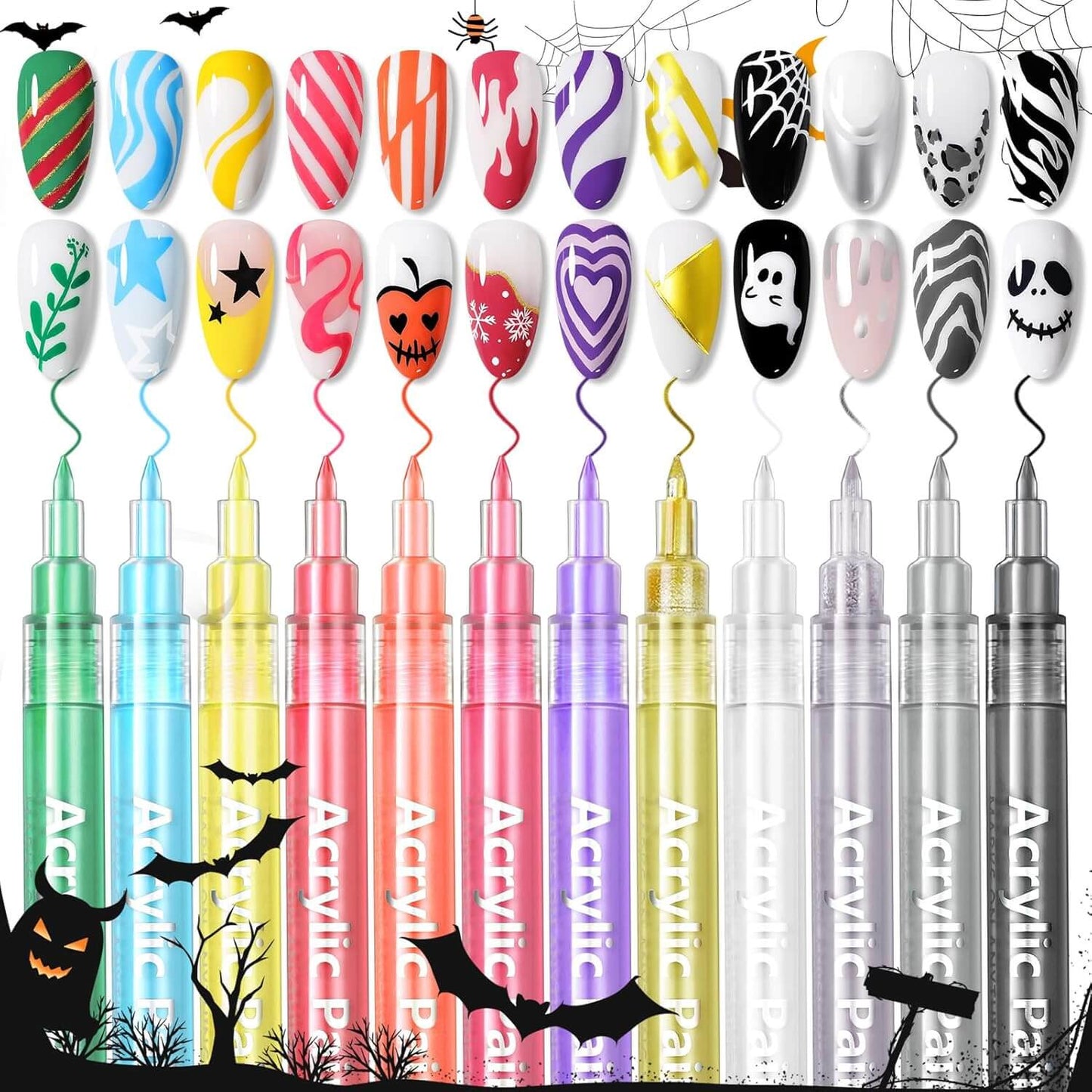 Nail Art Pens Set - 12 Colours - A Must-Have