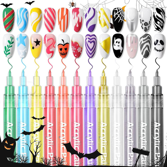 Nail Art Pens Set - 12 Colours - A Must-Have