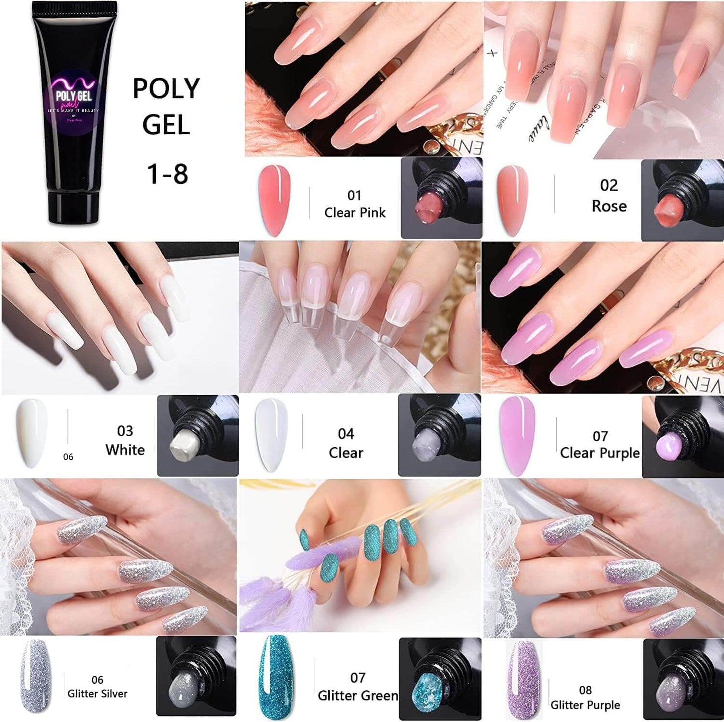 Nail Gel Extension Kit - 8 Colors All Season - UK Store NailSala