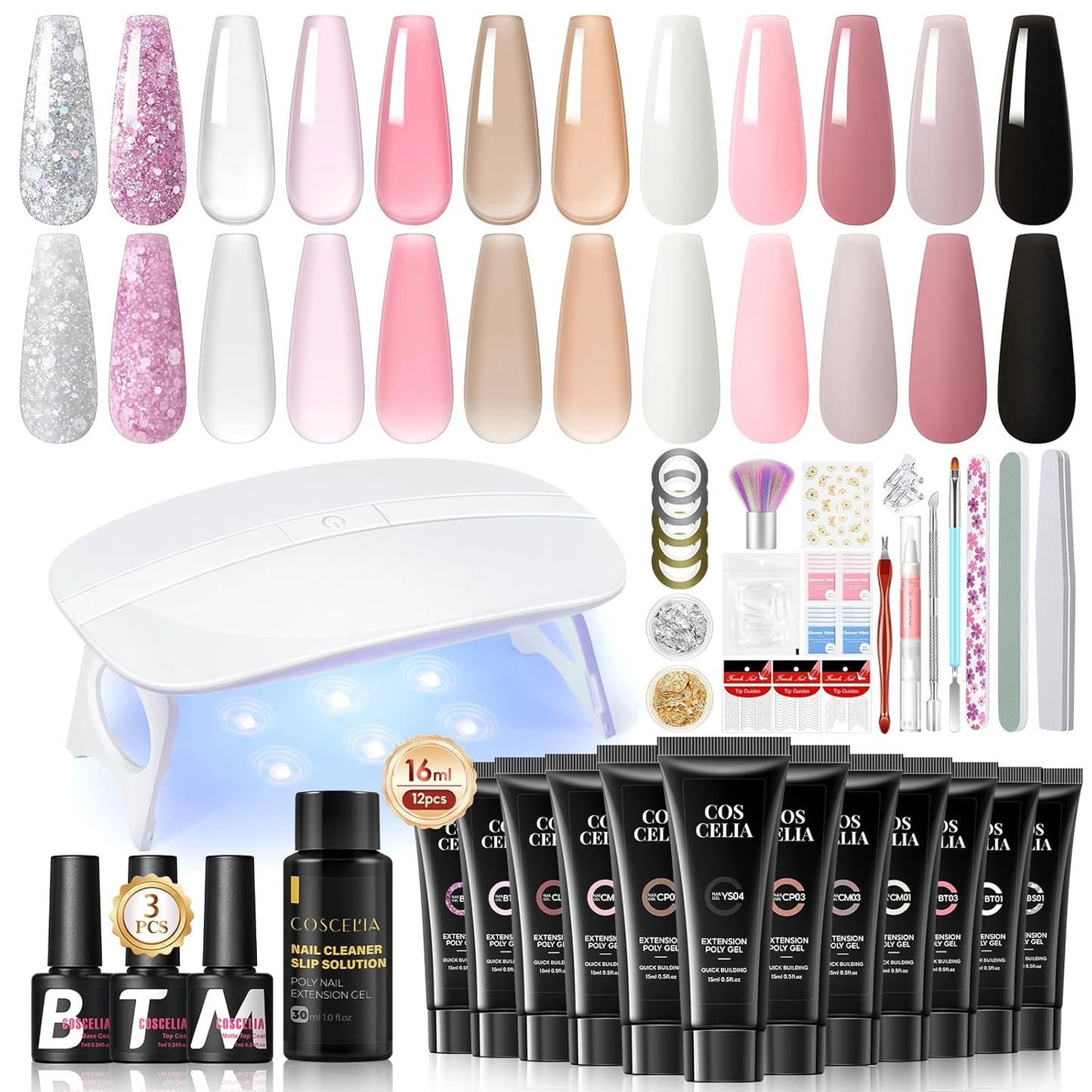 Poly Gel Nail Extension Kit - 12 Colours - Limited Quantity