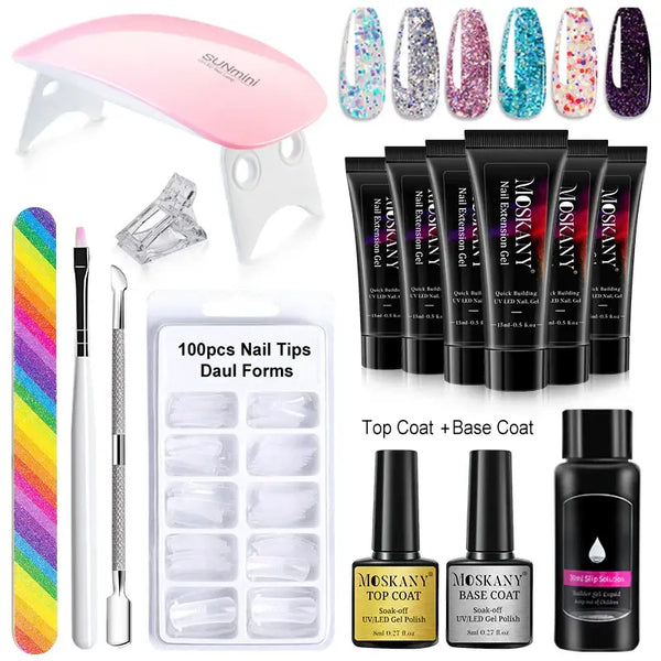 Poly Nail Gel Extension Kit - 6 Colours