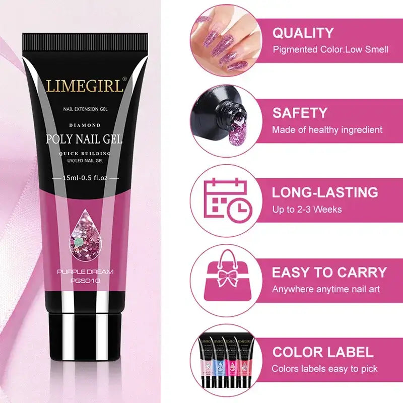 Poly Gel Nail Extension Kit - 20 Vibrant Colors - LooksCulture