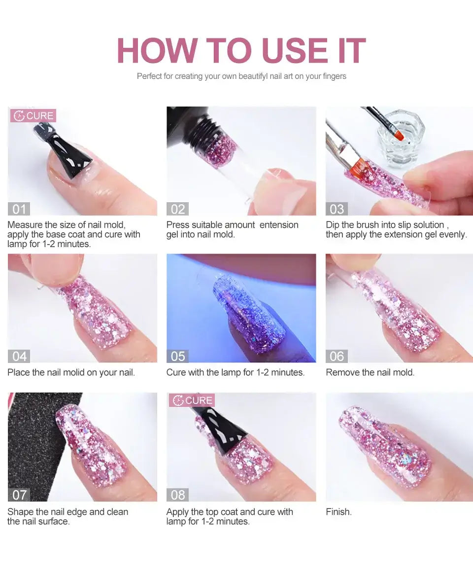 Poly Gel Nail Extension Kit - 20 Vibrant Colors - LooksCulture