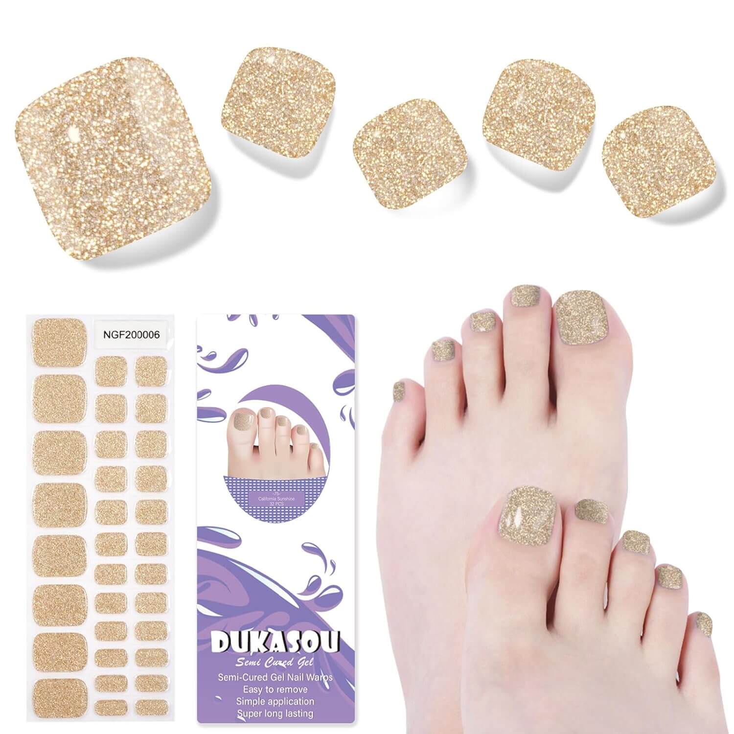 Semi Cured Gel Nail Strips 34 Pcs Glitter Collection NailSala