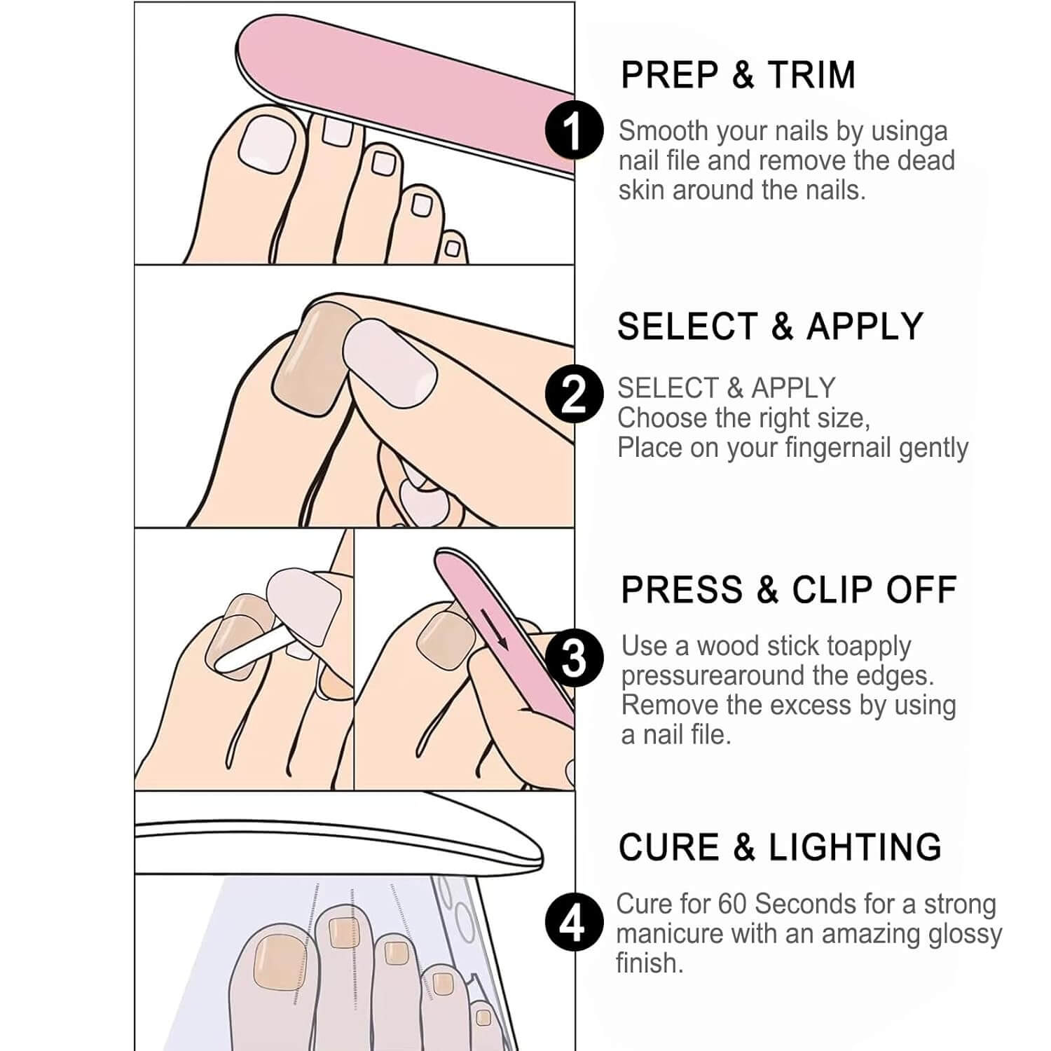 Semi Cured Gel Nail Strips 34 Pcs Glitter Collection NailSala