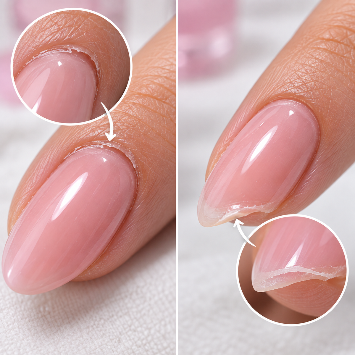 Visualizing Cuticle Border Lifting vs Free Edge Peeling